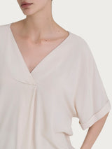 Blusa con scollo a V e manica kimono in Ecoseta Bianchi Donna - Ragno