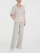 Blusa con scollo a V e manica kimono in Ecoseta Bianchi Donna - Ragno