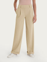 Pantalone ampio con tasche e pinces in Compact Light Marroni Donna - Ragno