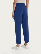 Pantalone a carota con tasche in Compact Light Blu Donna - Ragno