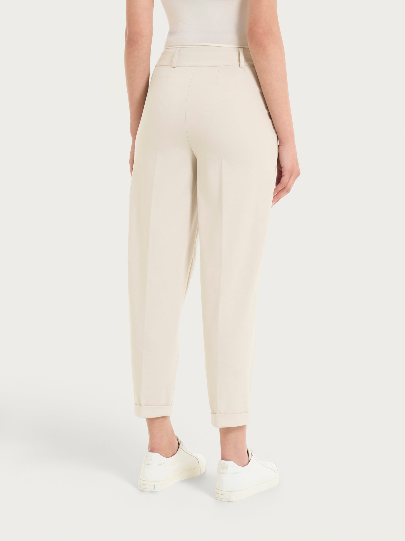 Pantalone a carota con tasche in Compact Light  Bianchi Donna - Ragno