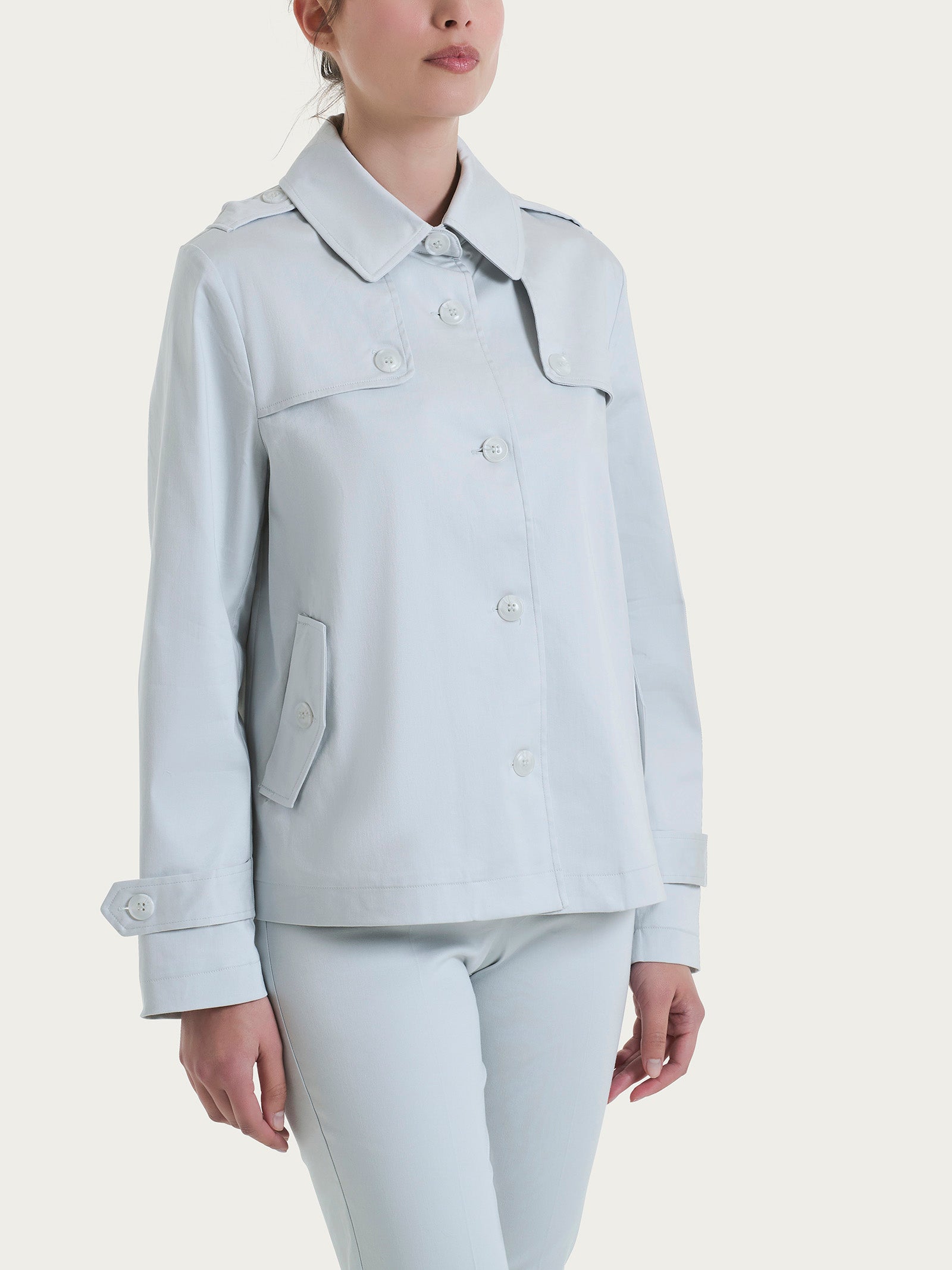 Trench corto in Satin Power WR Grigi Donna - Ragno