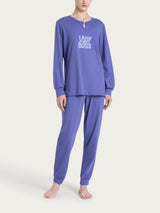 Pigiama con scollo a goccia in Jersey di cotone Blu Donna - Ragno