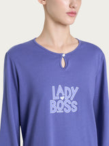 Pigiama con scollo a goccia in Jersey di cotone Blu Donna - Ragno