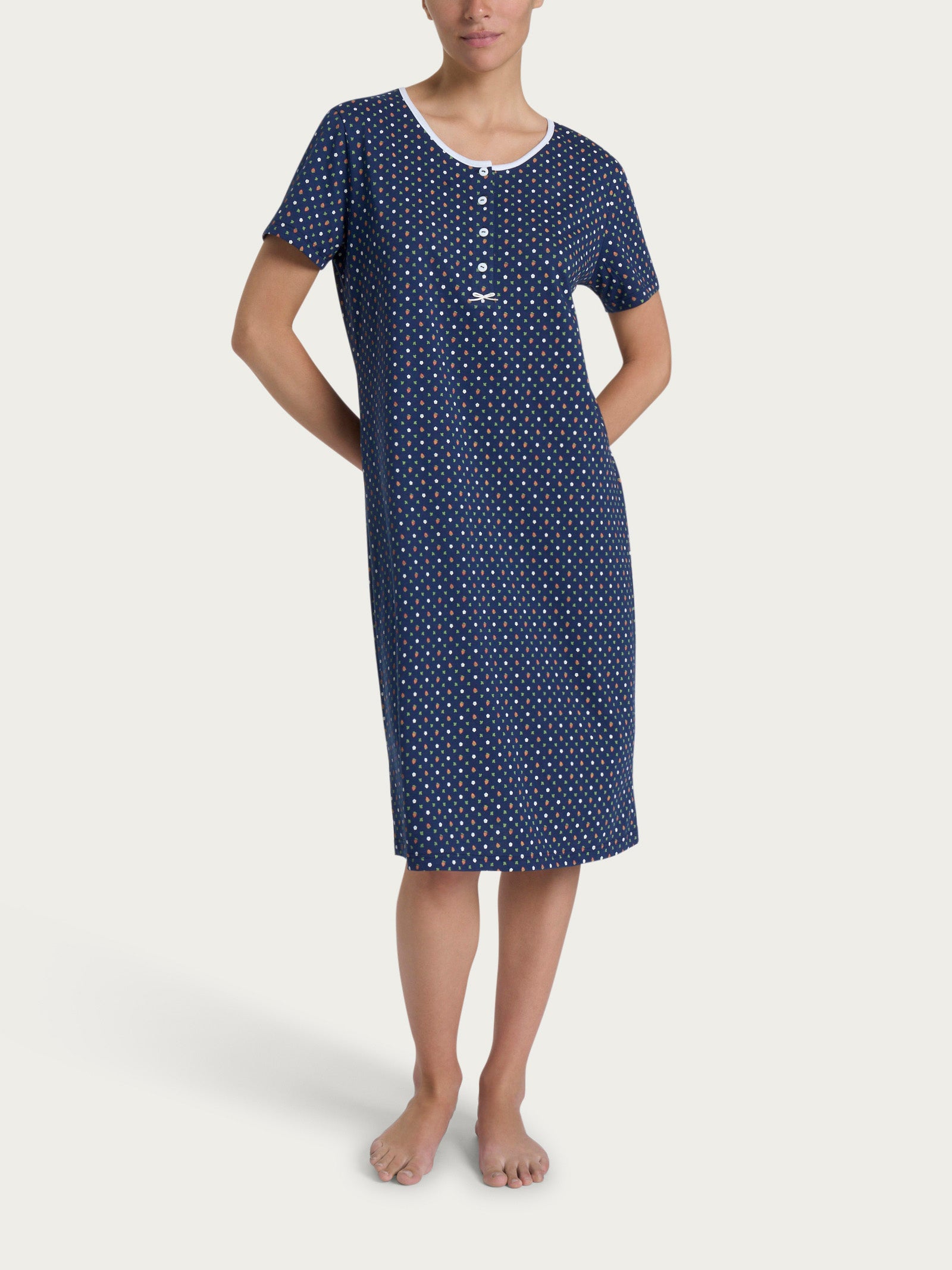 Camicia da notte donna in jersey di cotone caldo silvia 42502 Silvia | Quattro Stagioni Shop