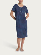 Camicia da notte a serafino in Jersey di cotone Blu Donna - Ragno