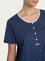 Camicia da notte a serafino in Jersey di cotone Blu Donna - Ragno