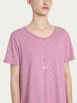 Camicia da notte a serafino in Jersey di cotone Rosa Donna - Ragno