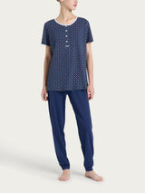 Pigiama trittico in Jersey di cotone Blu Donna - Ragno