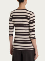 Maglietta con stripes e scollo a V in Viscosa Summer Marroni Donna - Ragno