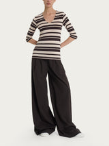 Maglietta con stripes e scollo a V in Viscosa Summer Marroni Donna - Ragno