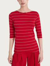 Maglietta skinny con stripes spaziate in Viscosa Summer Rossi Donna - Ragno