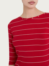 Maglietta skinny con stripes spaziate in Viscosa Summer Rossi Donna - Ragno