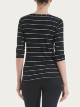 Maglietta skinny con stripes spaziate in Viscosa Summer Neri Donna - Ragno