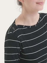 Maglietta skinny con stripes spaziate in Viscosa Summer Neri Donna - Ragno