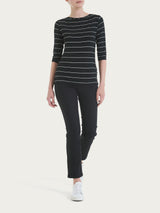 Maglietta skinny con stripes spaziate in Viscosa Summer Neri Donna - Ragno