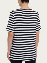 Maglietta girocollo con stripes in Viscosa Summer Neri Donna - Ragno