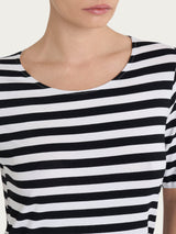 Maglietta girocollo con stripes in Viscosa Summer Neri Donna - Ragno