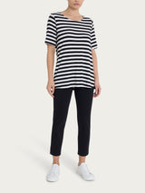 Maglietta girocollo con stripes in Viscosa Summer Neri Donna - Ragno