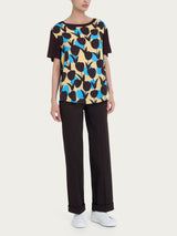Maglietta con scollo a barchetta e tulips pattern in Misto Viscosa Azzurri Donna - Ragno
