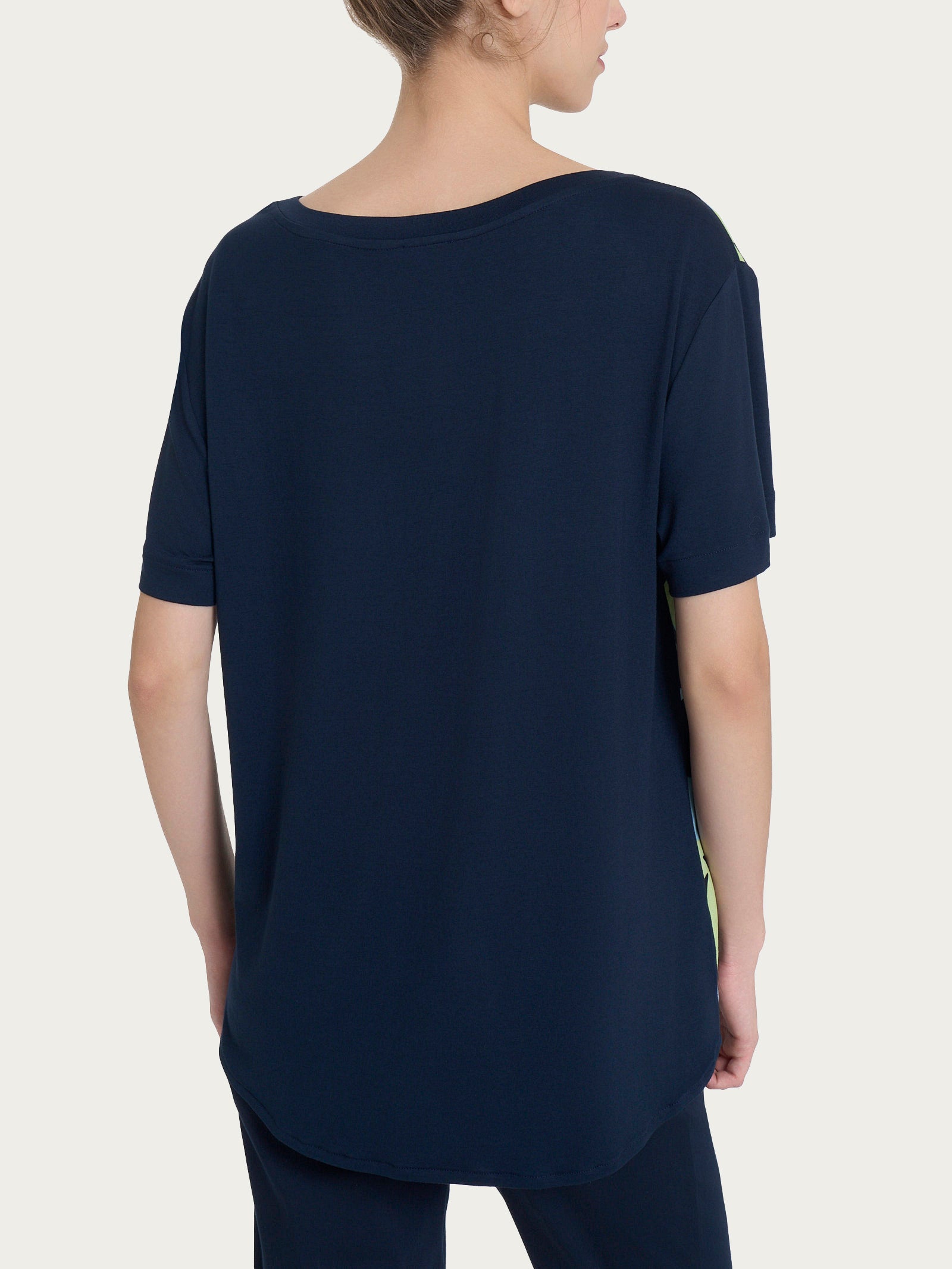 Maglietta con scollo a barchetta e tulips pattern in Misto Viscosa Verdi Donna - Ragno