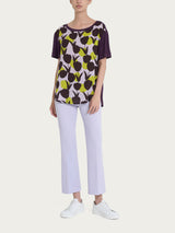 Maglietta con scollo a barchetta e tulips pattern in Misto Viscosa Verdi Donna - Ragno