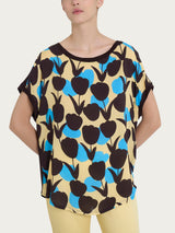 Maglietta con macro tulips pattern in Misto Viscosa Azzurri Donna - Ragno