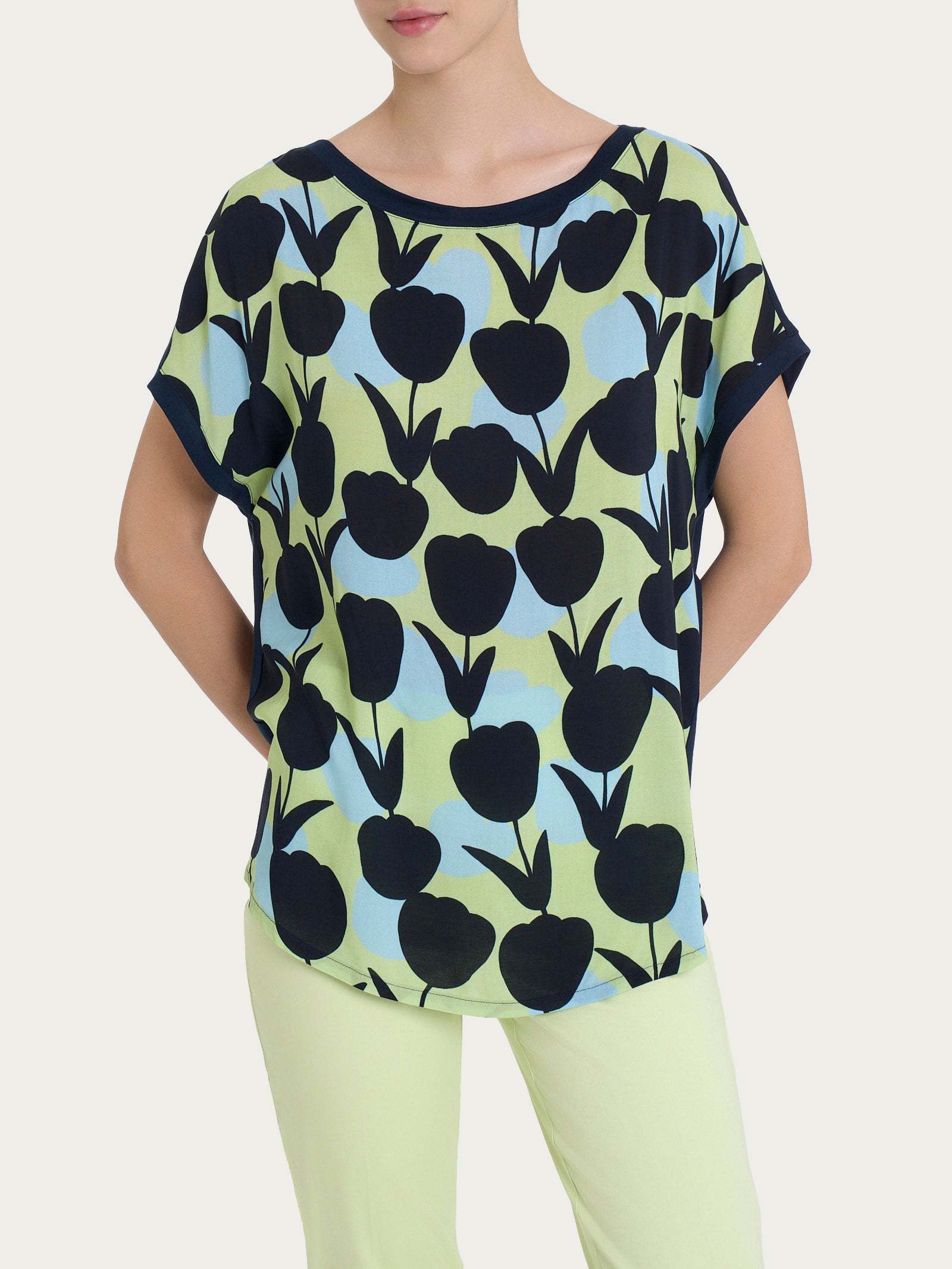 Maglietta con macro tulips pattern in Misto Viscosa  Donna - Ragno