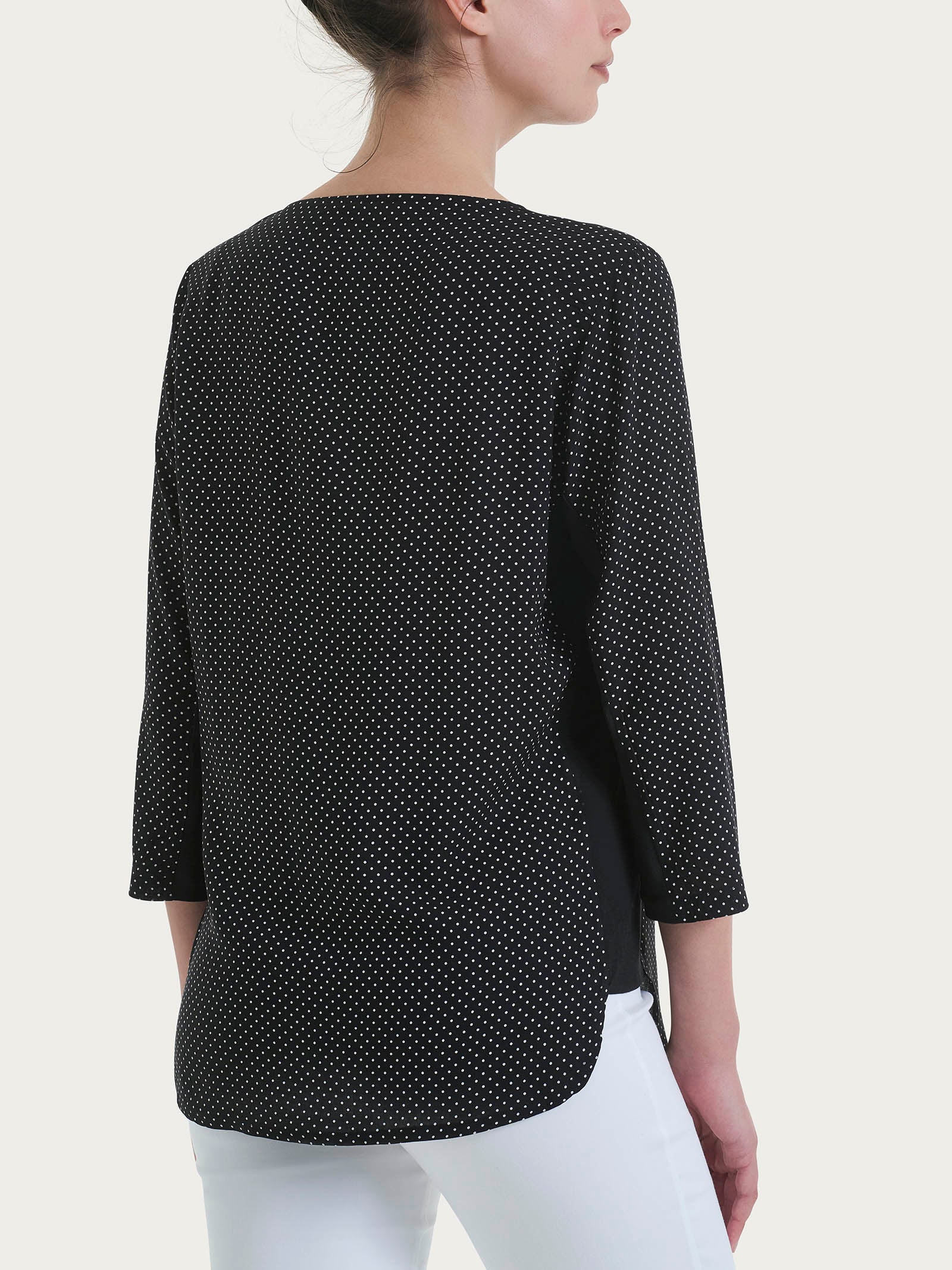 Maglia girocollo con dots in misto viscosa Neri Donna - Ragno