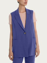 Gilet lungo in Super Natural Blu Donna - Ragno