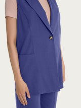 Gilet lungo in Super Natural Blu Donna - Ragno