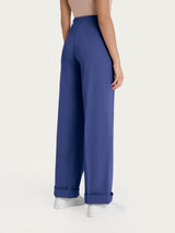 Pantalone ampio con tasche in Super Natural Blu Donna - Ragno