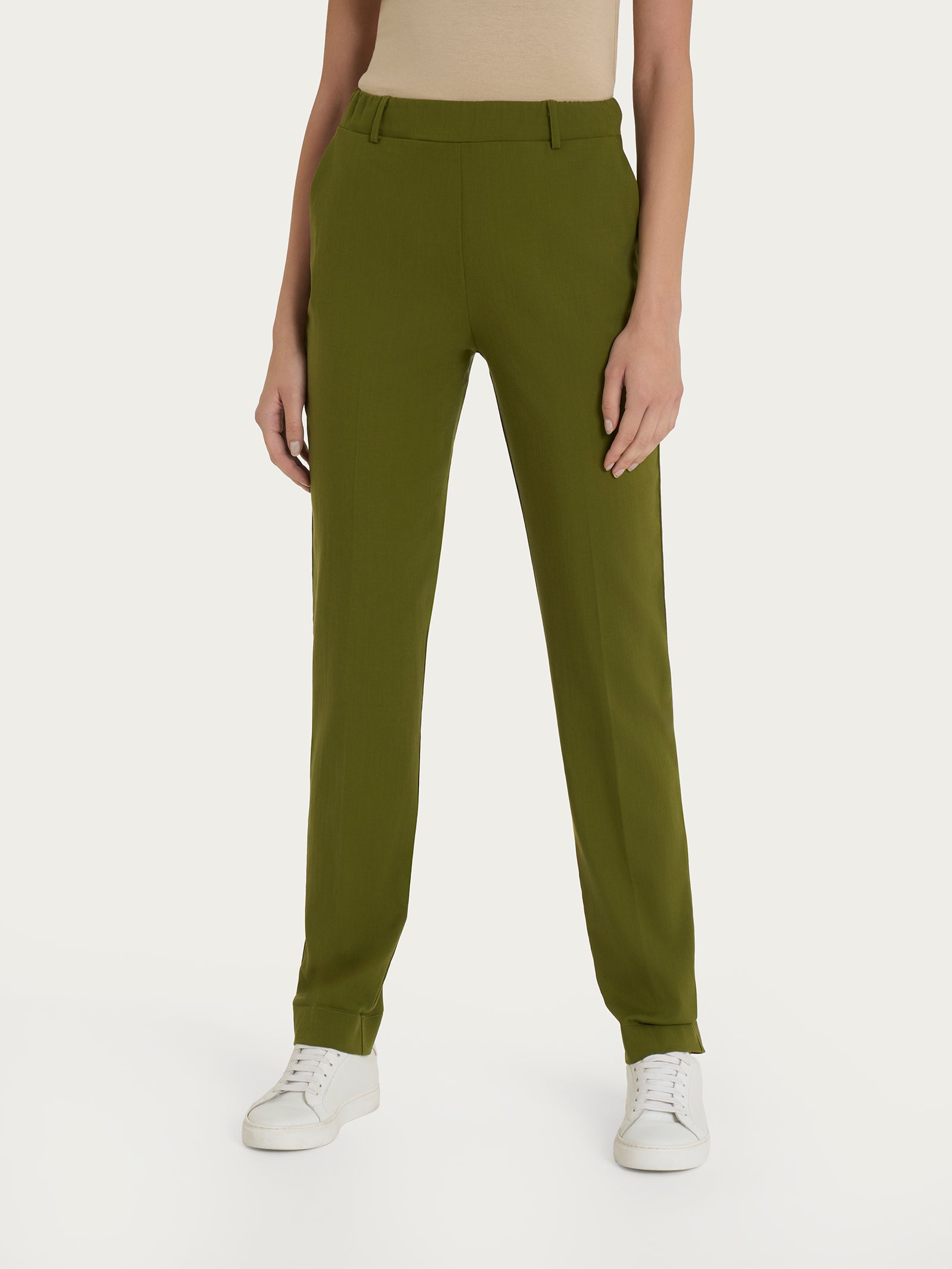 Pantalone chino slim con tasche in Super Natural Verdi Donna - Ragno