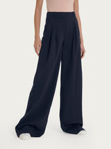 Pantalone palazzo con tasche e pinces in Super Natural Blu Donna - Ragno