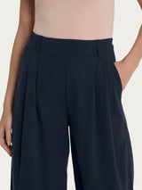 Pantalone palazzo con tasche e pinces in Super Natural Blu Donna - Ragno