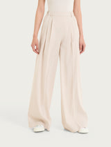 Pantalone palazzo con tasche e pinces in Super Natural Bianchi Donna - Ragno