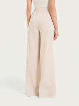 Pantalone palazzo con tasche e pinces in Super Natural Bianchi Donna - Ragno