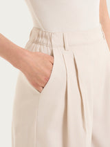 Pantalone palazzo con tasche e pinces in Super Natural Bianchi Donna - Ragno