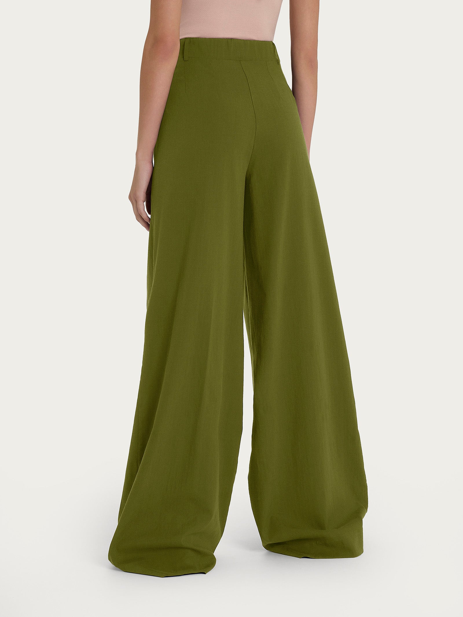 Pantalone palazzo con tasche e pinces in Super Natural Verdi Donna - Ragno