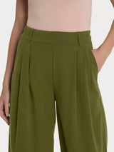 Pantalone palazzo con tasche e pinces in Super Natural Verdi Donna - Ragno