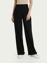 Pantalone ampio con tasche e pinces in Super Natural Neri Donna - Ragno