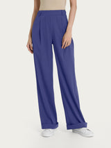Pantalone ampio con tasche e pinces in Super Natural Blu Donna - Ragno