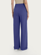 Pantalone ampio con tasche e pinces in Super Natural Blu Donna - Ragno