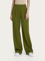 Pantalone ampio con tasche e pinces in Super Natural Verdi Donna - Ragno