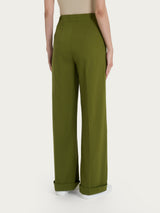Pantalone ampio con tasche e pinces in Super Natural Verdi Donna - Ragno