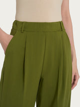 Pantalone ampio con tasche e pinces in Super Natural Verdi Donna - Ragno
