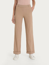 Pantalón recto con bolsillos de Tencel Stretch marrón para mujer - Ragno