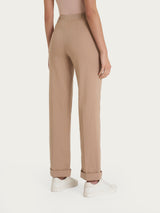 Pantalón recto con bolsillos de Tencel Stretch marrón para mujer - Ragno