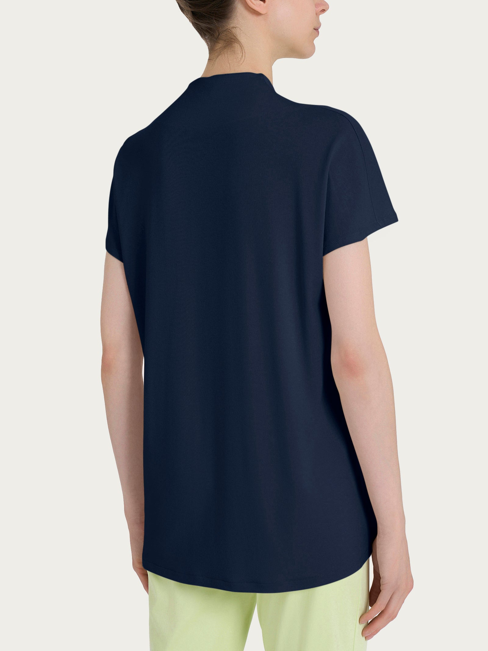 Maglietta con piega frontale in jersey di viscosa Crêpe Blu Donna - Ragno