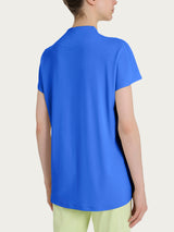 Maglietta con piega frontale in jersey di viscosa Crêpe Blu Donna - Ragno